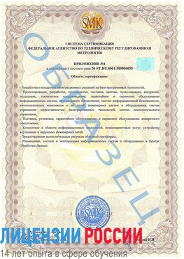 Образец сертификата соответствия (приложение) Румянцево Сертификат ISO 27001